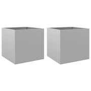 2 pz Fioriere | Cassetta per fiori | Vaso Argento 42x40x39 cm in Acciaio Zincato