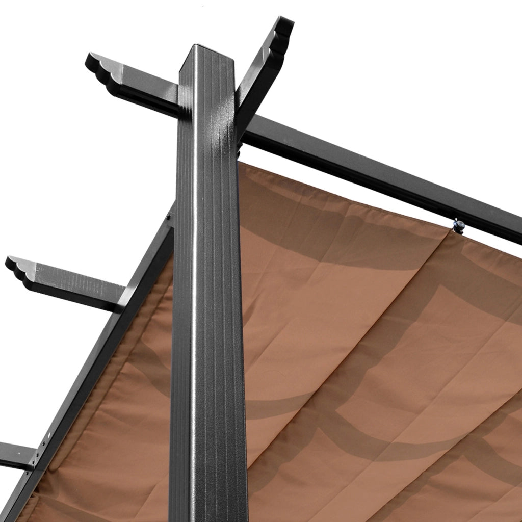 Gazebo pergola 3 x 4 m con tetto regolabile in tessuto in alluminio baldacchino solare per terrazza e giardino in grigio e marrone