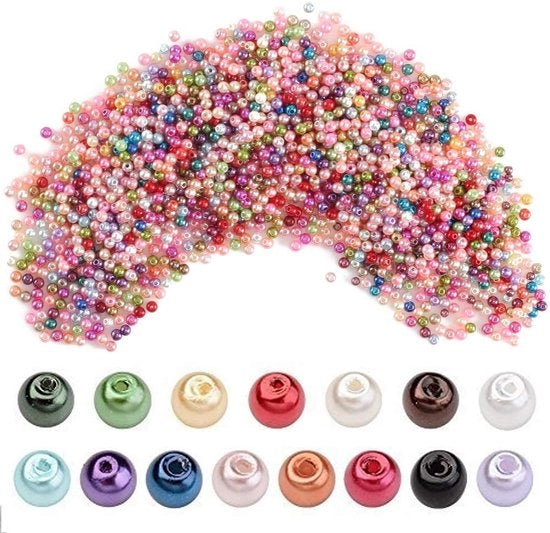 Kralen per Sieraden 2000 pezzi - 4 mm - Colorati Girocolli in Vetro/Plastica - Girocolli Ronde per Catene - Sicuri e Non Tossici - Ideali per Accessori e Gioielleria - Girocolli per Gioielleria