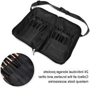Organizzatore per trucco portatile - 24 contenitori - Design regolabile - Materiale PU di alta qualità - Protezione per pennelli - Confortevole forma adattabile - Organizzatore per trucco