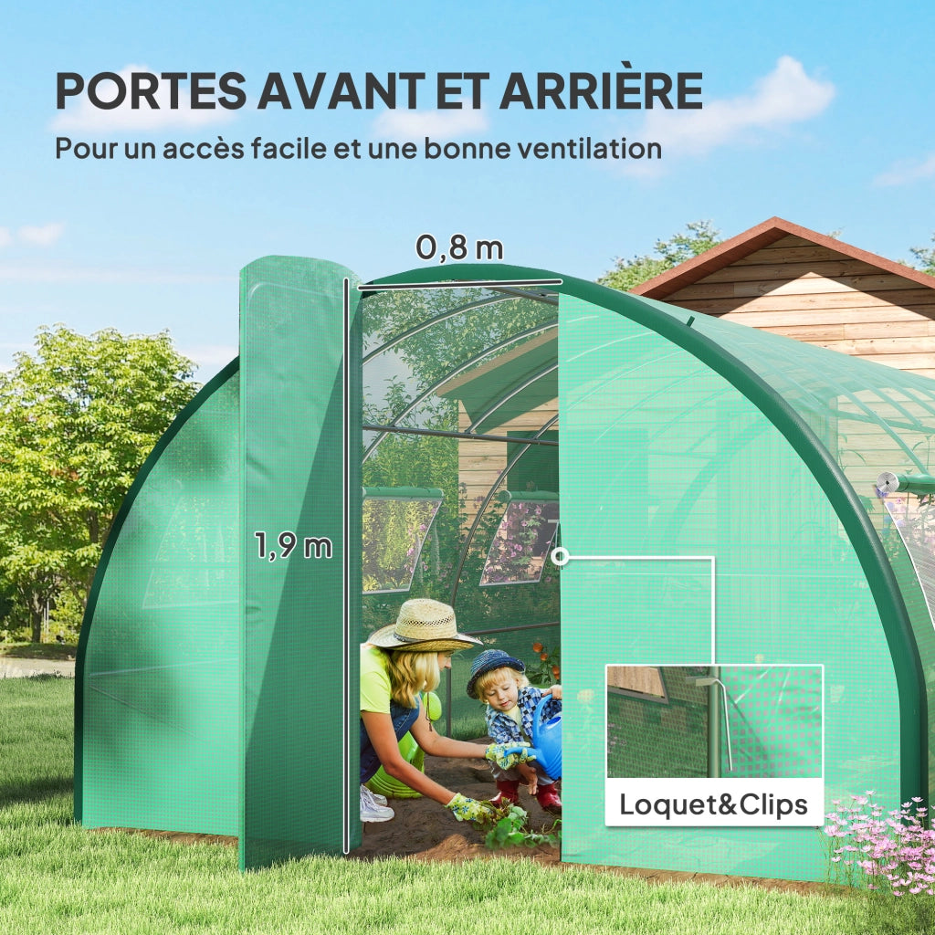 Serra da Giardino Tunnel ¨C zephmum ¨C Verde, Struttura in Ferro Galvanizzato, 8 Finestre, 2 Porte