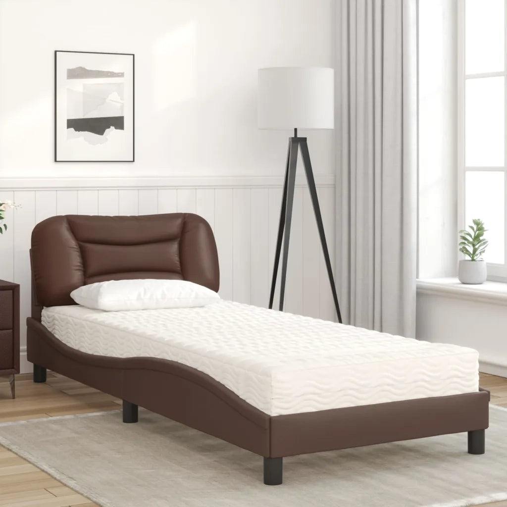 vidaXL Letto con Materasso Marrone 90x190 cm in Similpelle