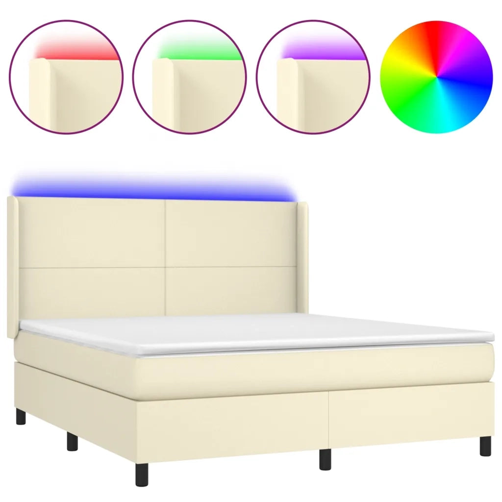 Giroletto a Molle con Materasso e LED Crema 180x200 cm cod mxl 57767