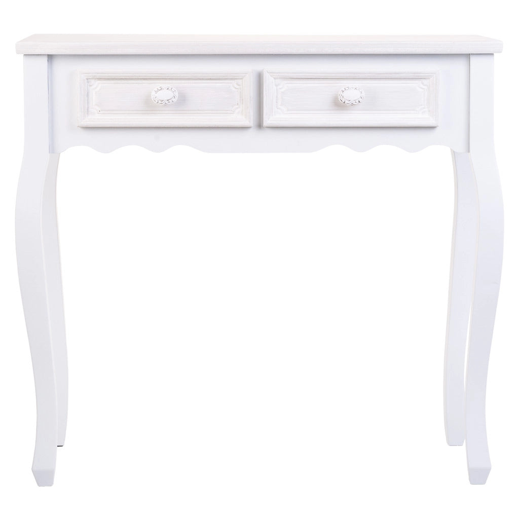 Mobile da ingresso in legno con 2 cassetti bianchi 80x40x75