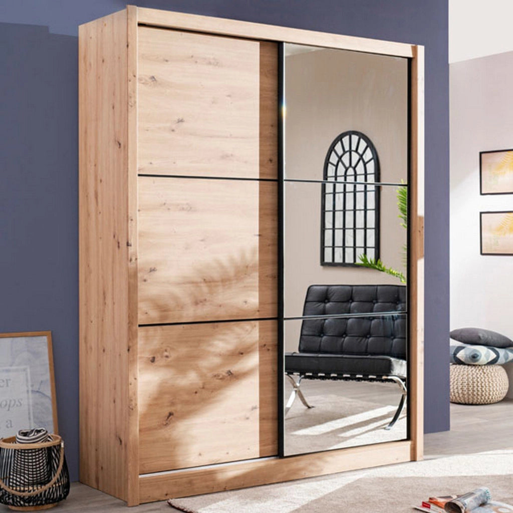 Armadio Camera da Letto Musso, Guardaroba Grande Appendiabiti, 166x215.5h cm Marrone Rovere Nodi