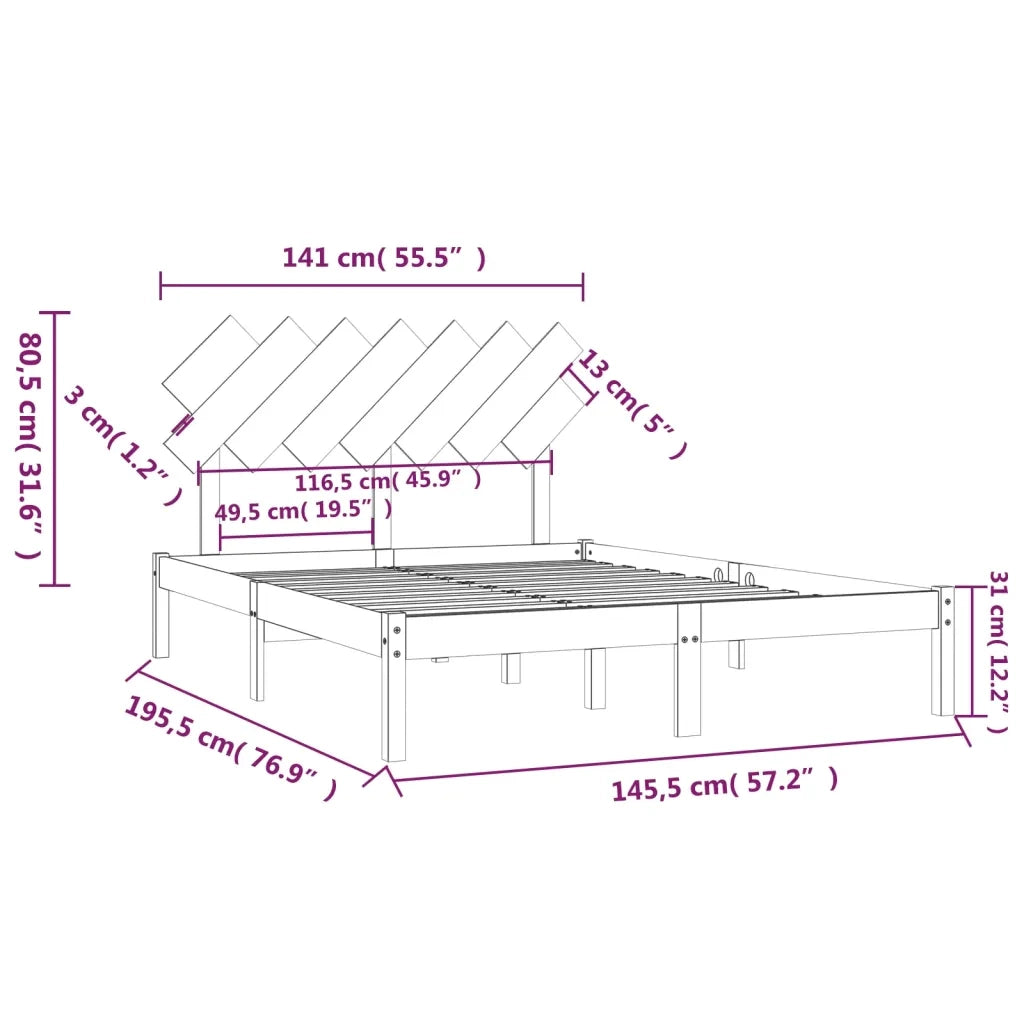 Giroletto-Struttura Letto Bianco 140x190 cm 4FT6 Double in Legno Massello