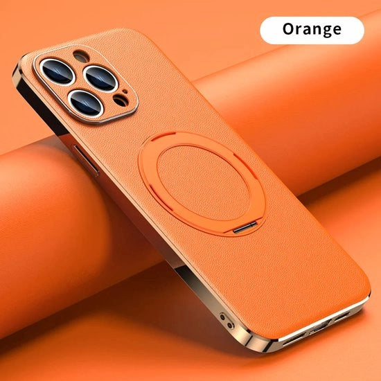 Teleregolatore in pelle di alta qualità con chiusura magnetica per iPhone 15 Pro Max - Caricatore wireless, protezione per la lente, resistente allo shock e miglior protezione per il telefono