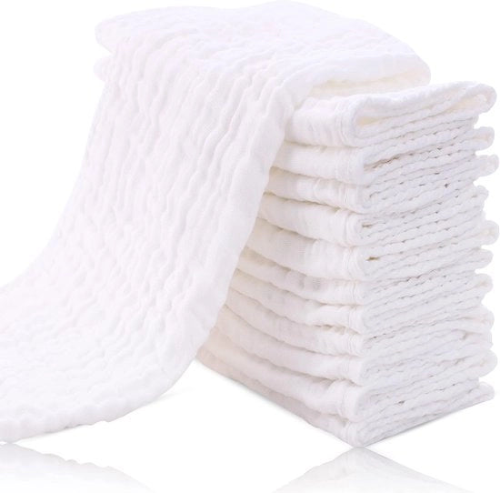 12 Asciugamani per Lattanti in Muslin - Estremamente Leggeri 100% Cotone - Grande 50,8 cm - Super Assorbenti - Unisex