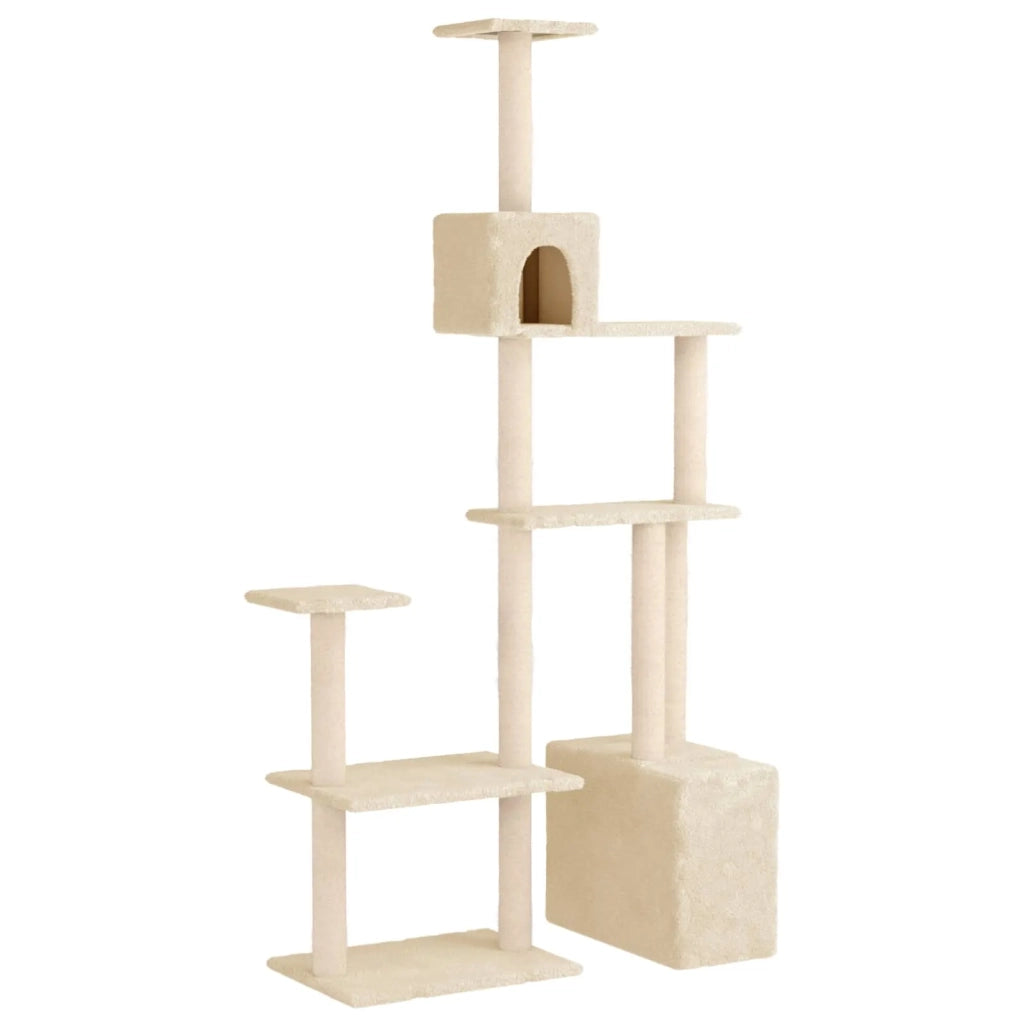 Albero per gatti con pali per graffiare in sisal Crema 177,5 cm 172389