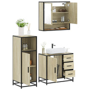 Set Mobili da Bagno 3 pz Rovere Sonoma in Legno Multistrato