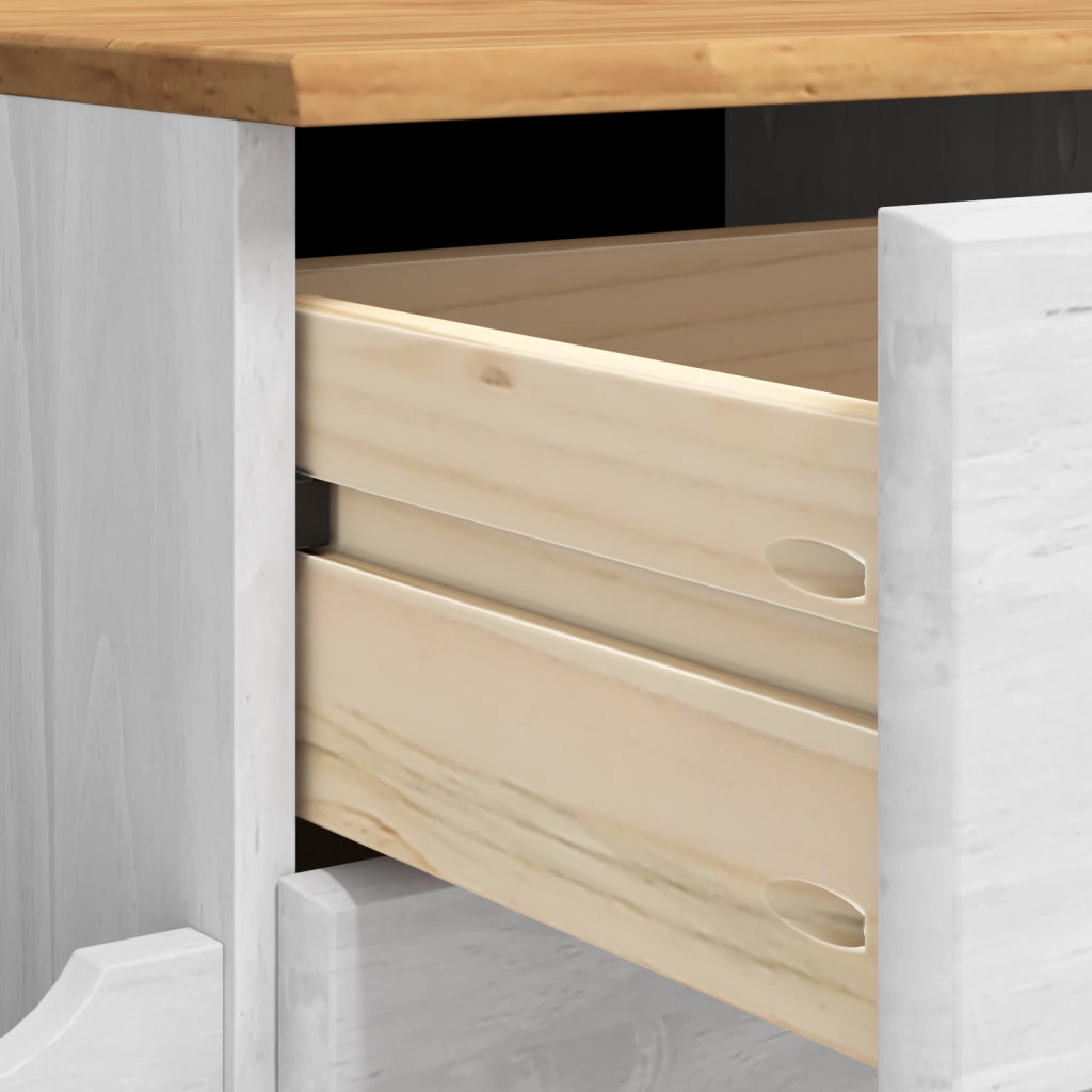 Panchina di Stoccaggio per Ingresso ASKIM Bianca 100x39x62 cm Legno Massello Pino