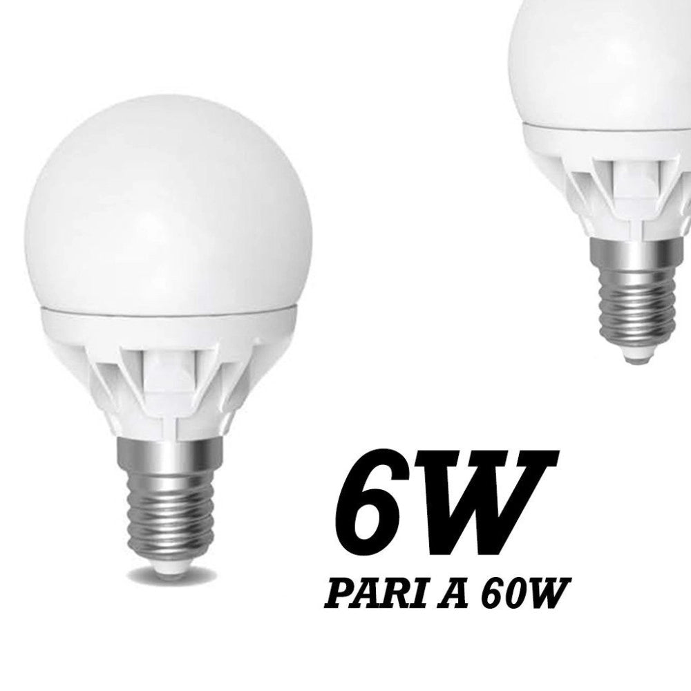 Trade Shop - Lampada Led 6w Watt E14 490 Lumen Bianco Caldo 3000°k Sfera Globo Opaca -