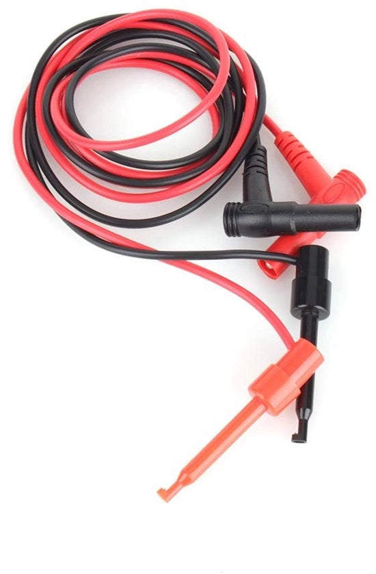 Multimetro Cavo di Test con Clip a Gancio - 1 Metro - Banaanstekker 4 mm - Ideale per Multimetro - Utilizzo Professionale - Cavi