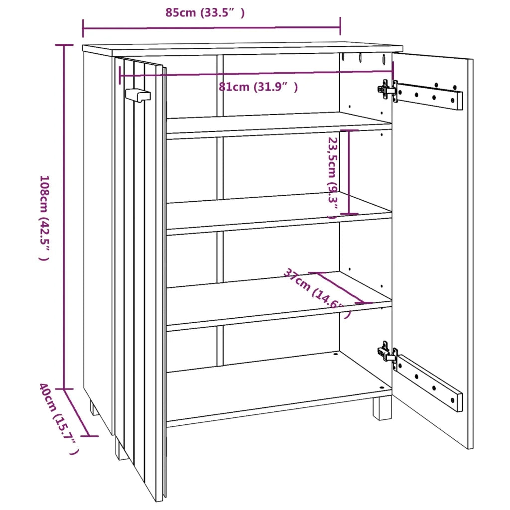 Scarpiera HAMAR ambra 85x40x108 cm in Legno Massello di Pino 340516
