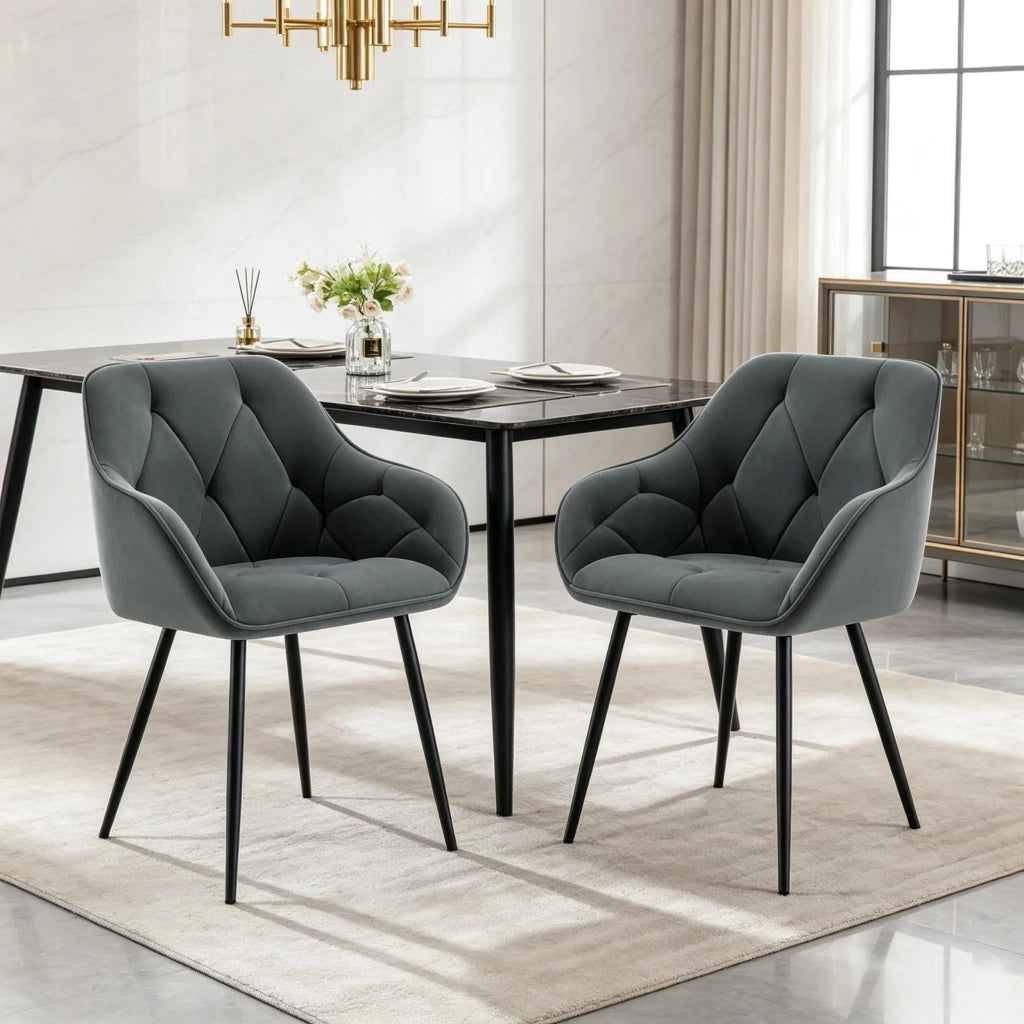 Set 2 Sedie da Pranzo Moderne, Schienale Ergonomico, Imbottite e Comode