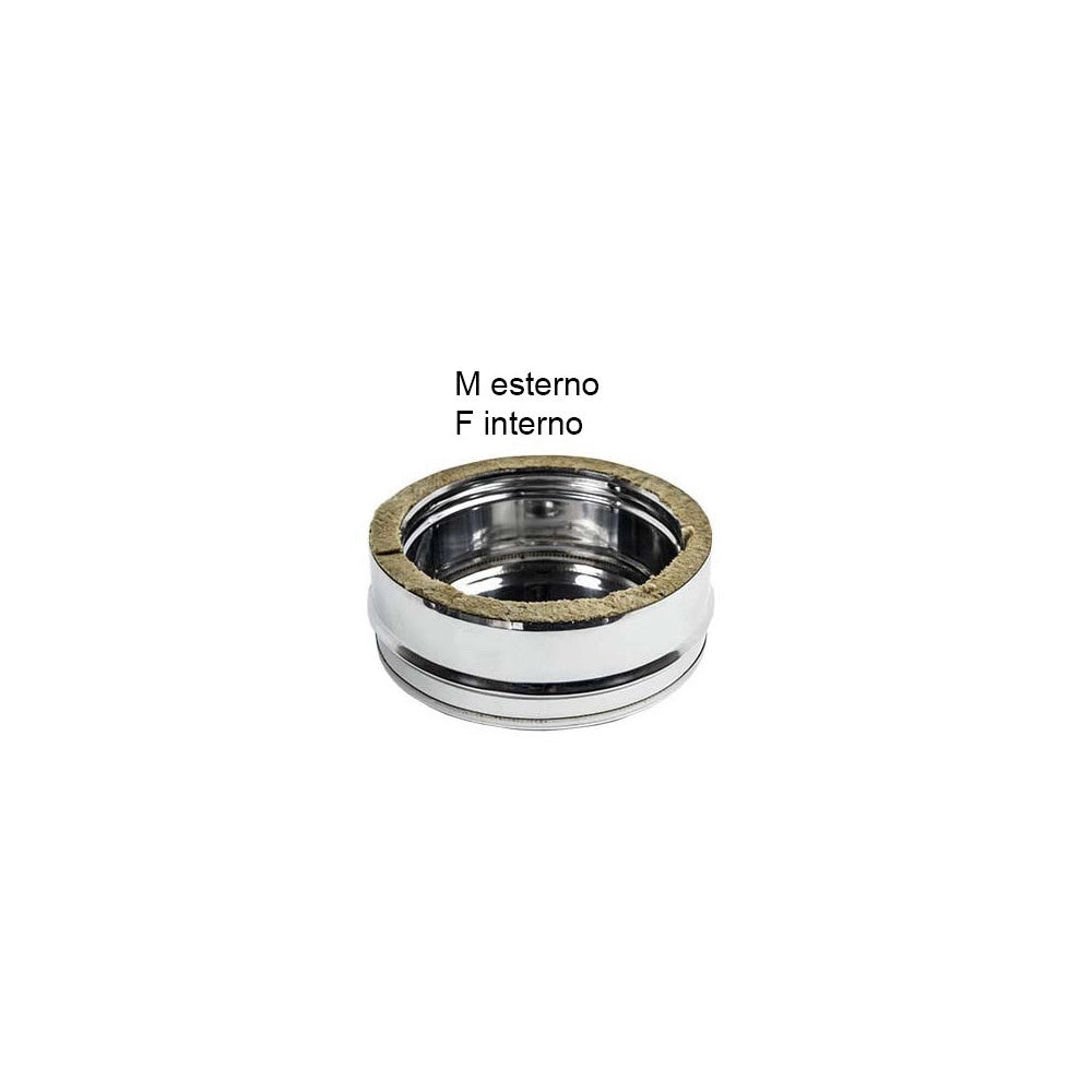 Tappo inox di 80 - de 130mm doppia parete con spurgo per scarico condensa