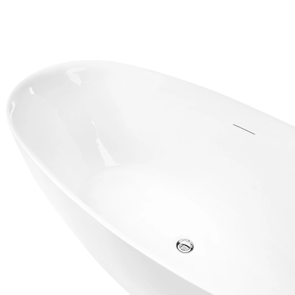 Vasca da bagno freestanding in acrilico bianco 168 cm design moderno forma ovale