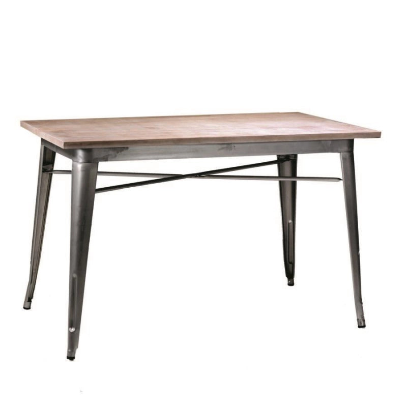 Tavolo ferro bristol top in legno galvanizzato cm 160x80h76