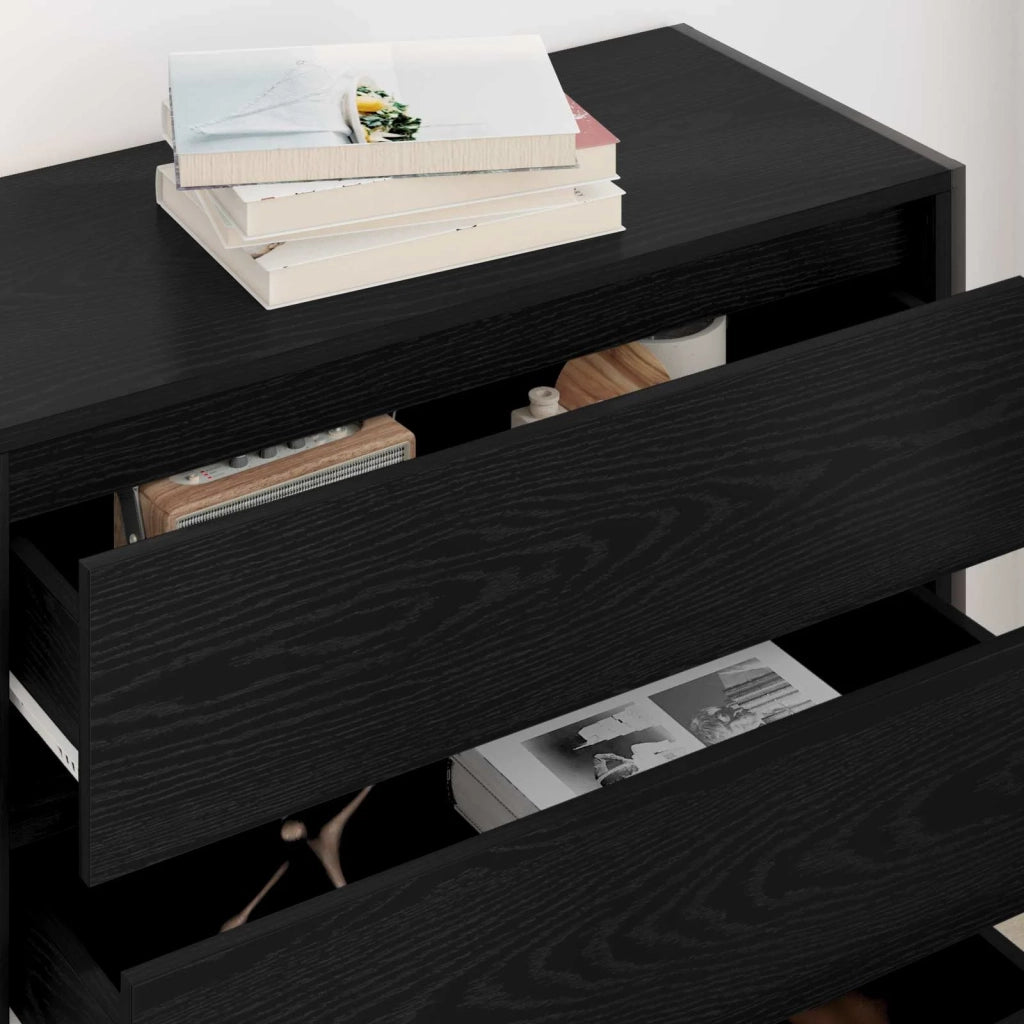 Credenza | Madia | Buffet da pranzo | Armadio da pranzo Rovere Nero 79 x 36 x 75.5 cm Legno multistrato