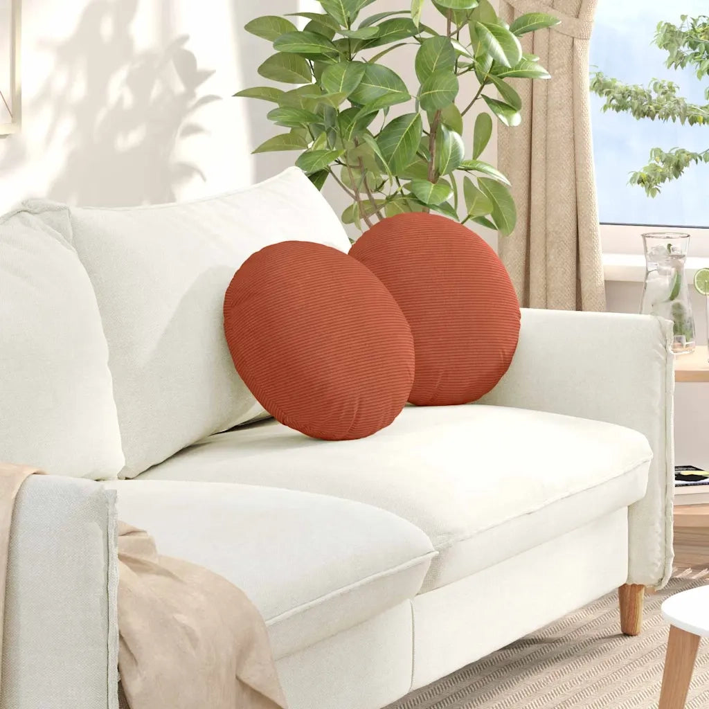 Cuscini per Seduta 2 pcs Rosso Arancio Ø 40 cm Tessuto in Cords 42014156