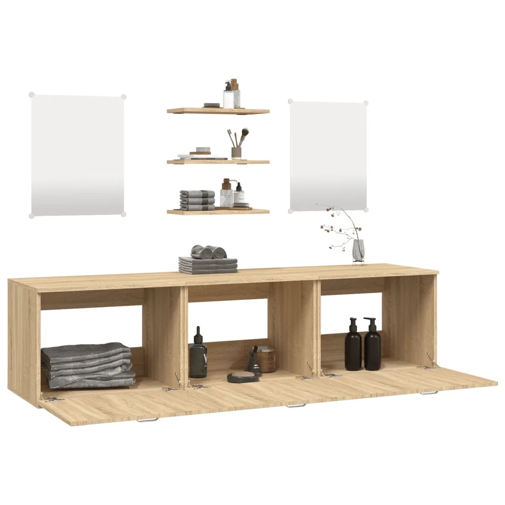 Set Mobili da Bagno 6 pz Rovere in Legno Multistratocod mxl 108274