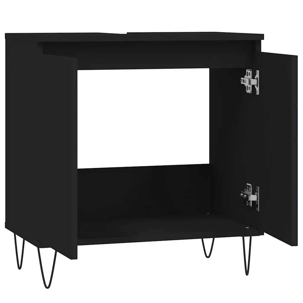 vidaXL Mobile da Bagno Nero 58x33x60 cm in Legno Multistrato
