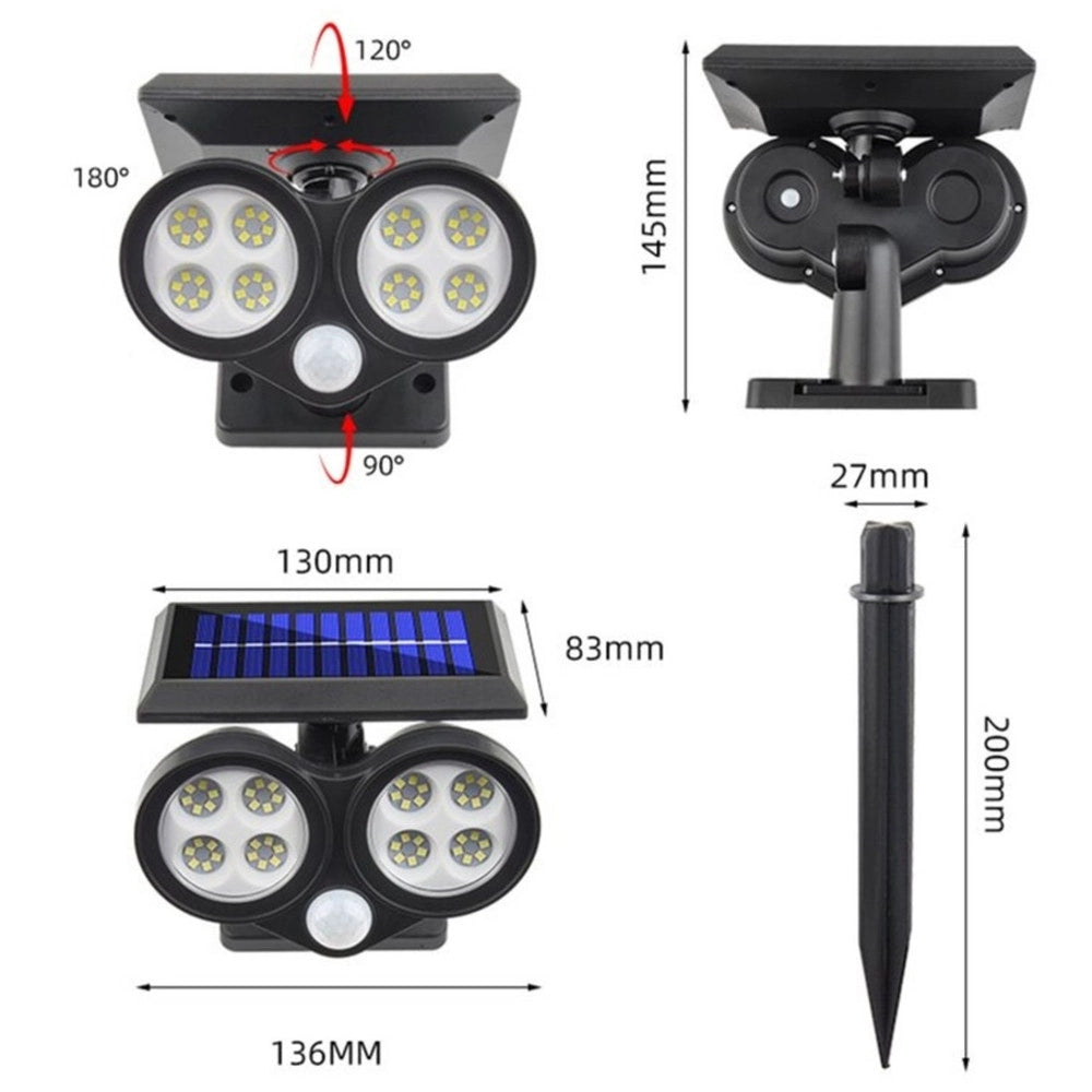Trade Shop - Faretto Solare Da Esterno A Led Cob Lampada Da Parete Applique Impermeabile Ip65 -