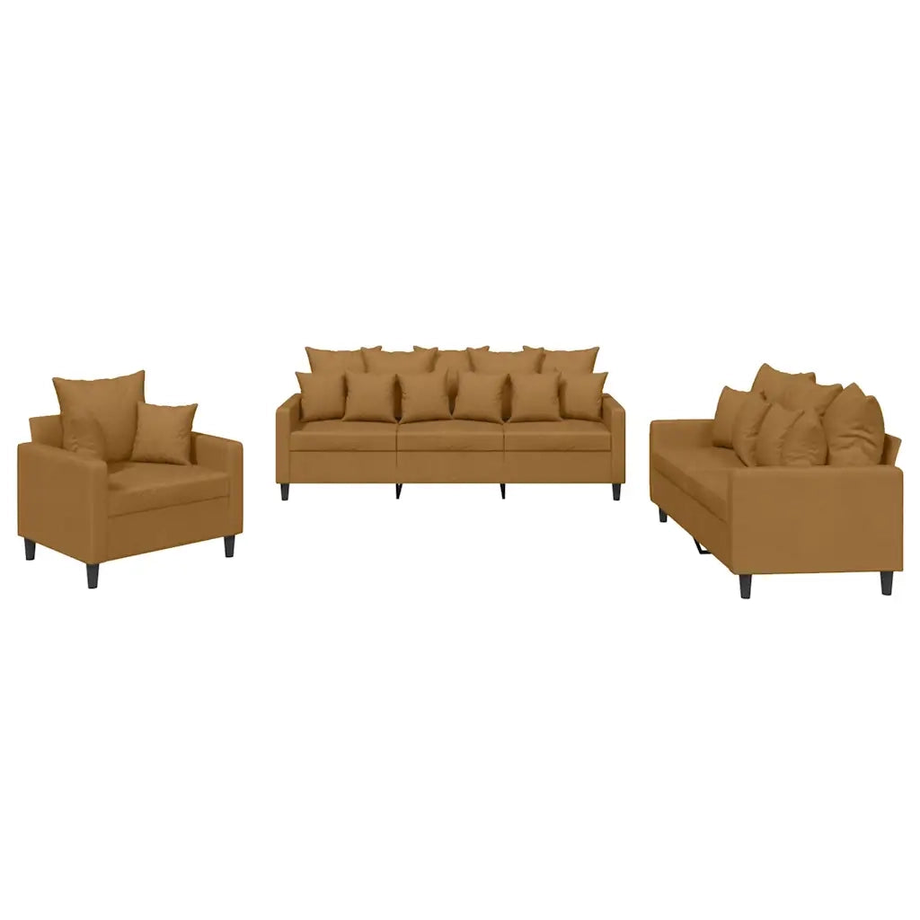 Set di Divani 3 pz con Cuscini Marrone in Velluto 3201687