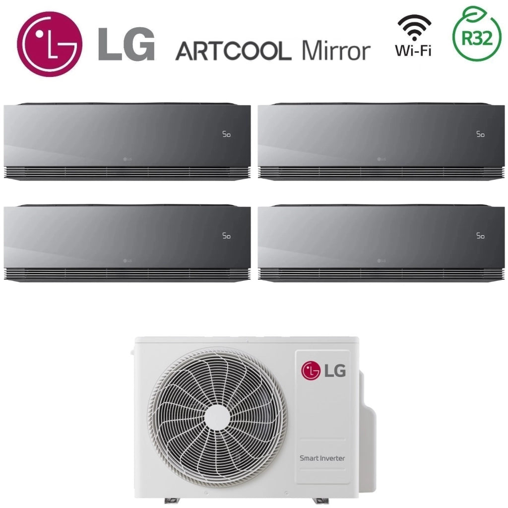 Condizionatore LG Quadri Split ARTCOOL MIRROR AI AIR 9+9+9+12 con MU4R27 R-32 Wi-Fi Integrato