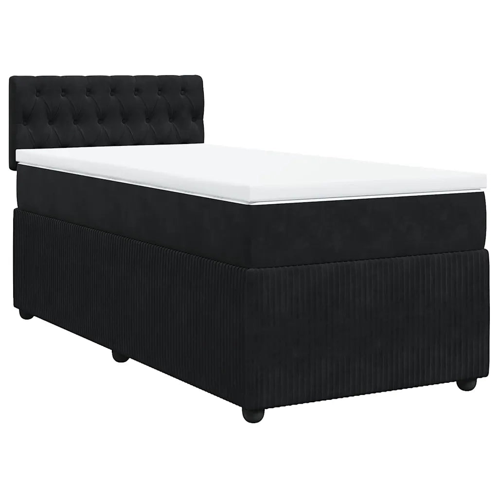 Giroletto a Molle con Materasso Nero 80x200 cm in Velluto