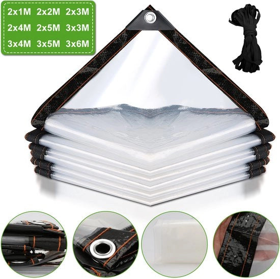 Pannello trasparente impermeabile PE con occhielli, tenda UV-resistente per giardino e serra, 2 × 4 m