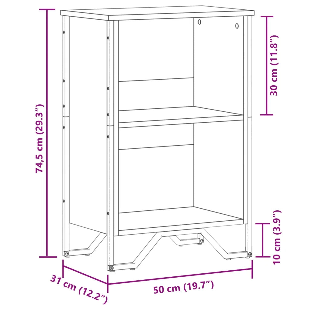 Libreria Grigio Sonoma 50x31x74,5 cm in Legno Multistrato 848602