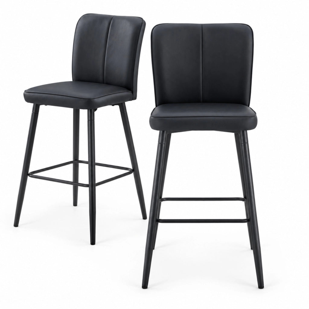 Sgabello da bar nero con schienale ergonomico in PU
