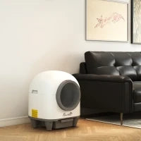 Lettiera Autopulente per Gatti 1-5 kg con Box per Fragranza e Sacchetti, in PP, 55.5x51x58.5 cm, Bianco e Grigio