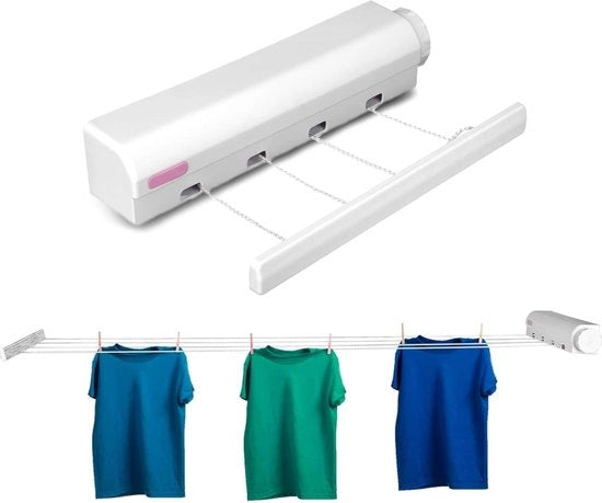 Linea da asciugatura retrattile - Apparecchio da appendiabiti a muro con funi telescopiche per uso indoor e outdoor (Quattro funi)