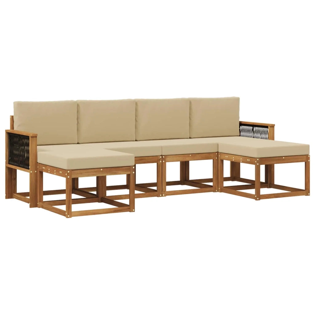 Set di divani da esterno 6 pz Naturale e Beige Poliestere 3385434