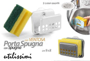 Portaspugna da Parete con Ventosa + Spugna Omaggio 2 Colori