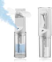 Ventilatore Manuale Mini - Mini Ventilatore con Nebulizzazione - Ventilatore con Nebulosa - 1500mAh Ricarica USB-C - 4 Velocità - Design Portatile (14cm) - Ideale per Ufficio e Viaggi - Bianco