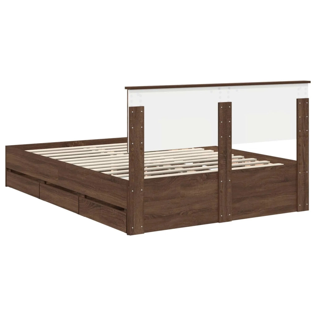 Struttura del letto con cassetto Rovere Marrone 135 x 190 cm 3410720
