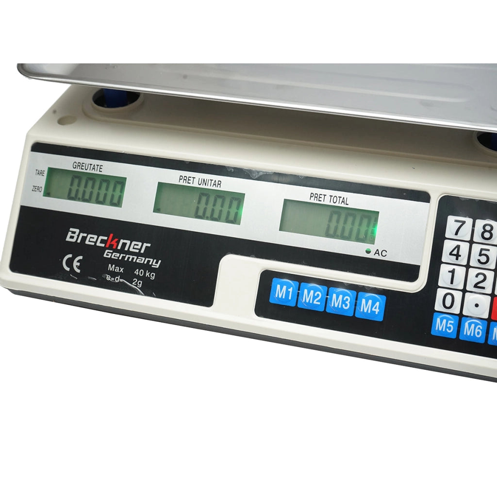 Bilancia elettronica con schermo LCD, portata 40 Kg con batteria da 4V Breckner Germany