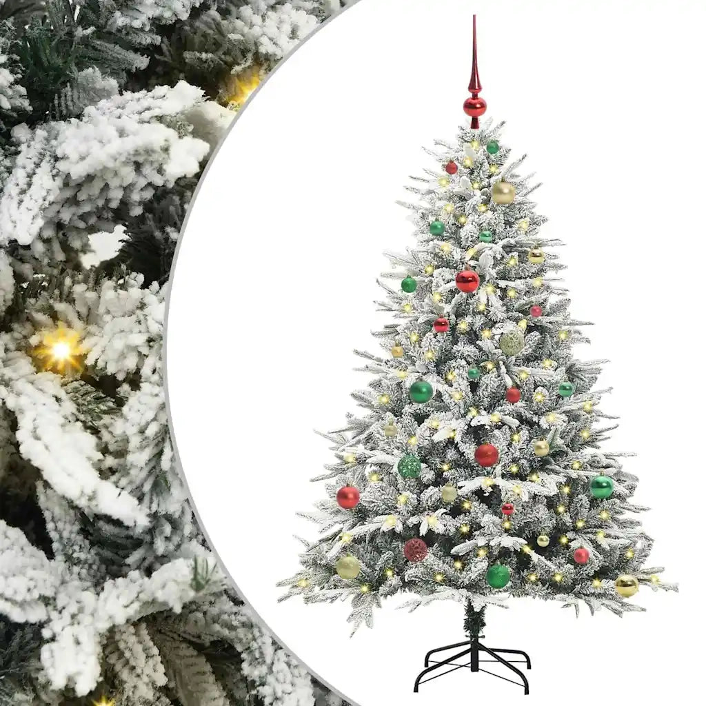 Albero di Natale Artificiale Pre-illuminato con Set di Palline