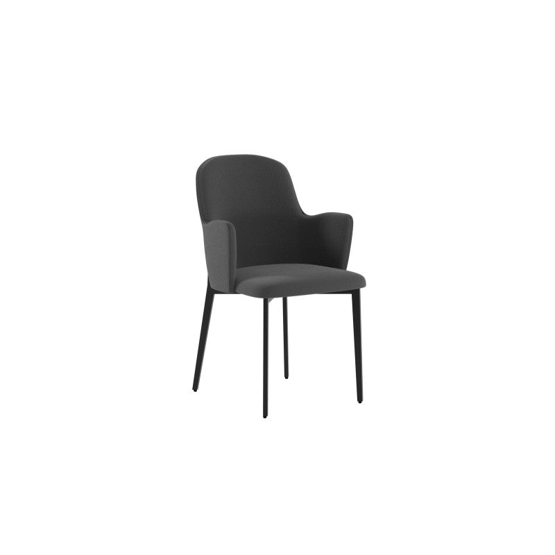Sedia rivestita in tessuto easy-clean Gambe in metallo verniciato Nero Sophia 53.5cm X 62.5cm H 80cm Stones