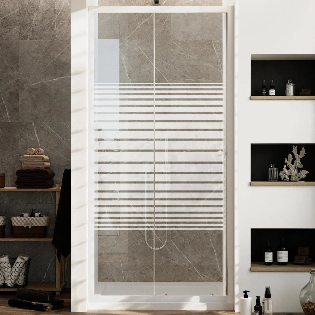 Porta Doccia Bianco 120 CM H185 Vetro Serigrafato mod. Blanc