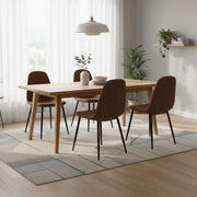 Set di 4 sedie da pranzo imbottite in similpelle marrone Aurelia con struttura in metallo facili da pulire | Duzzle