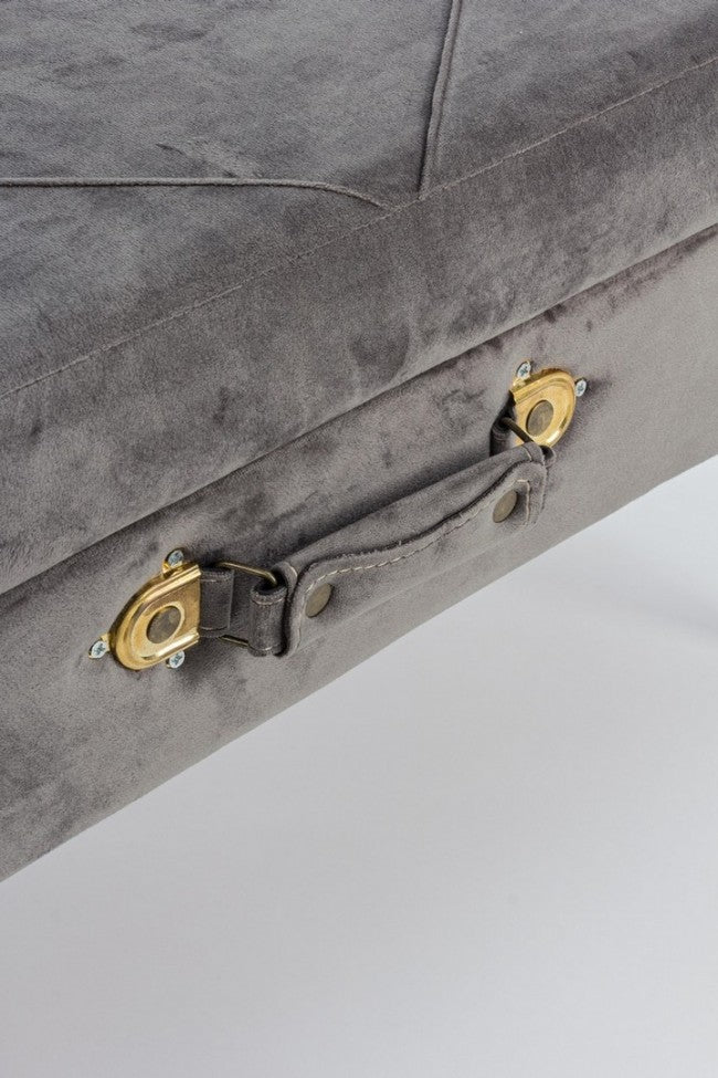 Panca Contenitore Polina in Tessuto effetto Velluto Grigio