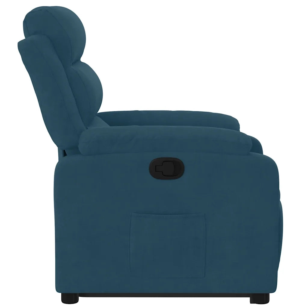 Poltrona Alzapersona Reclinabile Blu in Velluto