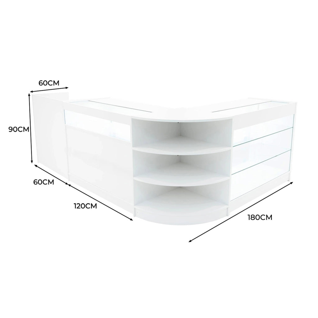 Set Banconi Bianco Hyperion LED K1200 B1200 LM60 TB60 con Serrature e Vetrina