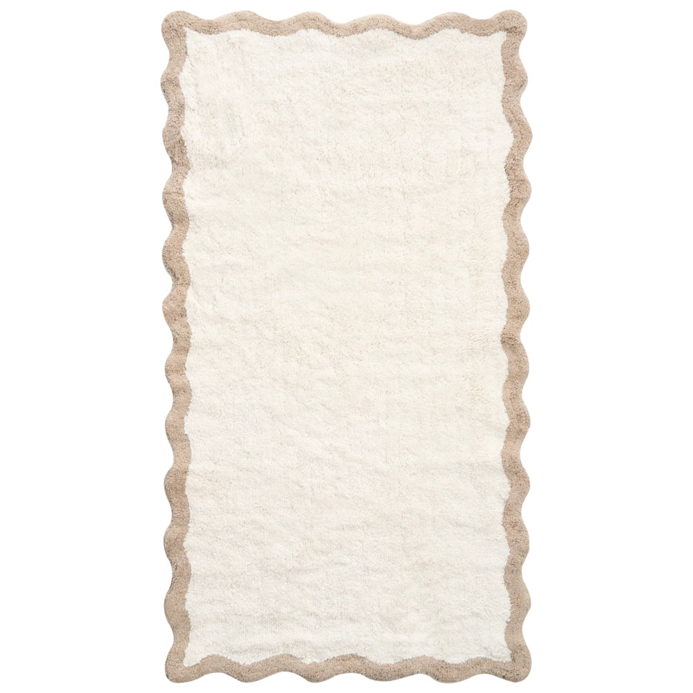 Tappeto da bagno in cotone rettangolare 80 x 150 cm beige e marrone Motivo decorativo da bagno Design moderno
