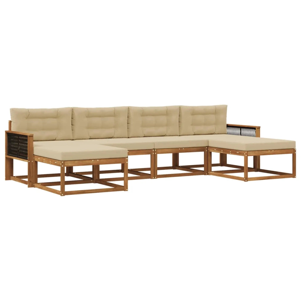 Set di divani da esterno con cuscino 6 pcs Naturale e Beige 3382786