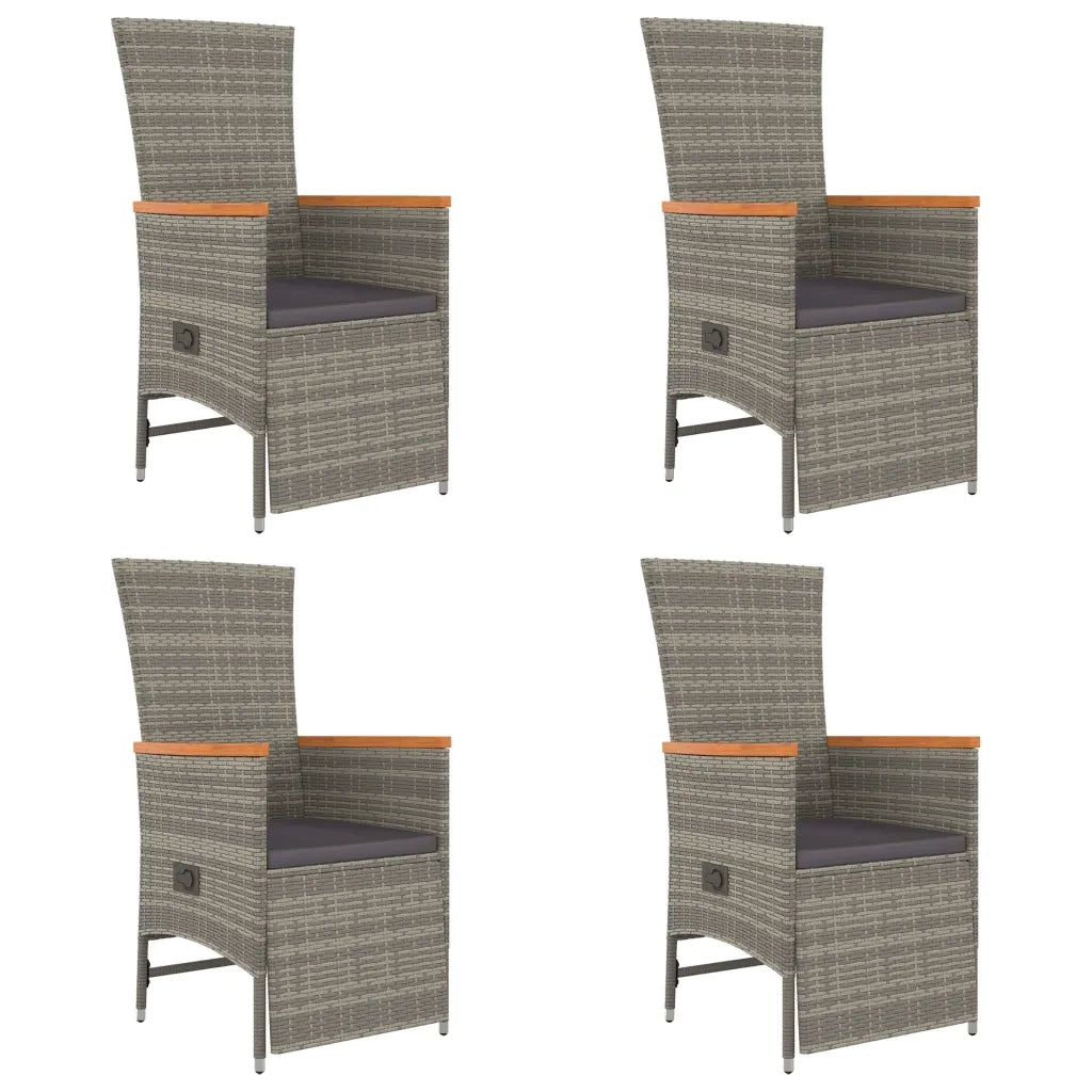 Set da Pranzo da Giardino 5 pz con Cuscini in Polyrattan Grigio 3157556